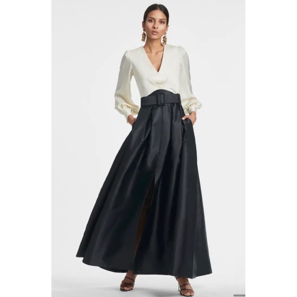 NWT Sachin & Babi Zoe Gown Ivory Black Mikado Ball Skirt Sz 12 $895